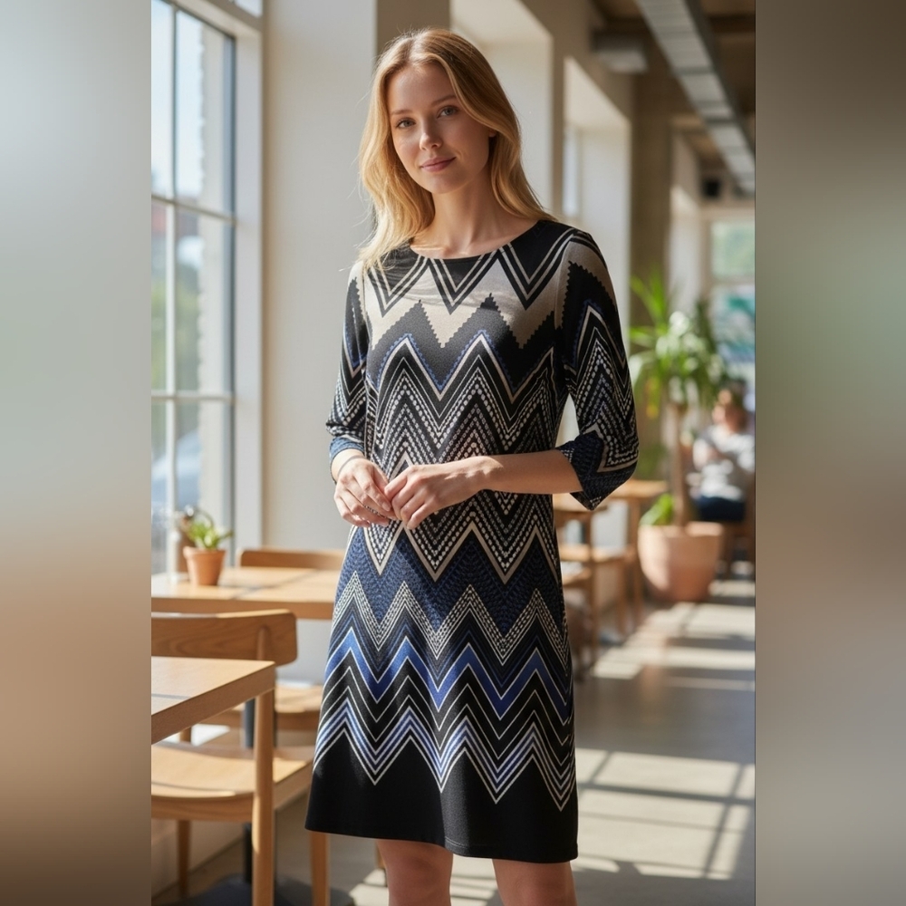 Studio One New York - Chevron Patterned Shift Dress